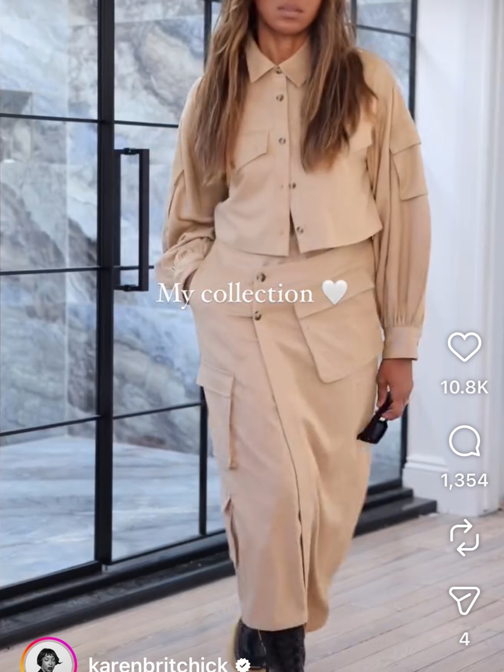 Karen britchick the drop travertine cargo skirt + cropped cargo shirt jacket XS